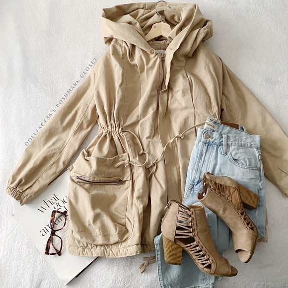 Oversized Cozy Khaki Hooded Jacket - Picture 2 of 12